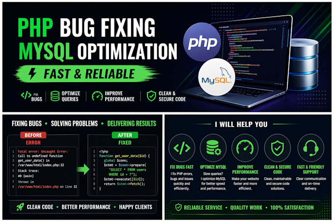 fix PHP bugs or optimize mysql queries fast