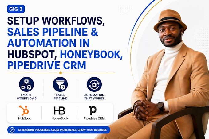 setup workflows sales pipeline and automation in hubspot honeybook pipedrive crm