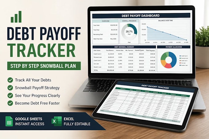 create a simple debt payoff tracker with step by step snowball