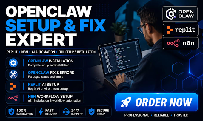 setup install open claw open claw tutorial open claw fix replit ai n8n setup