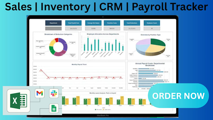 automate sales tracker inventory tracker CRM dashboard payroll spreadsheet