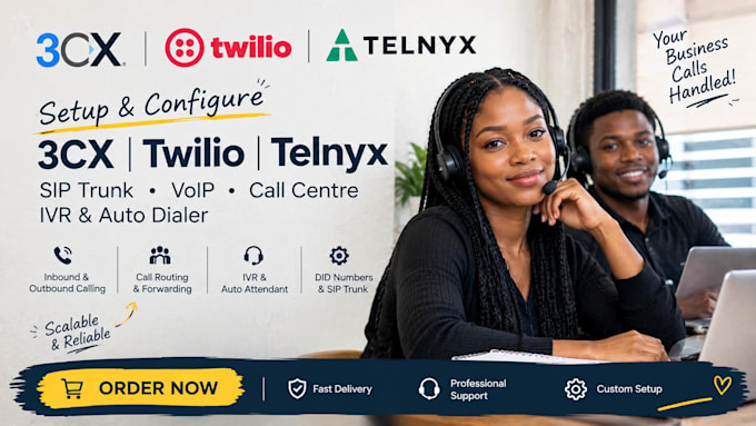 setup twilio account sip trunk did number ivr inbound outbound call centre 3cx