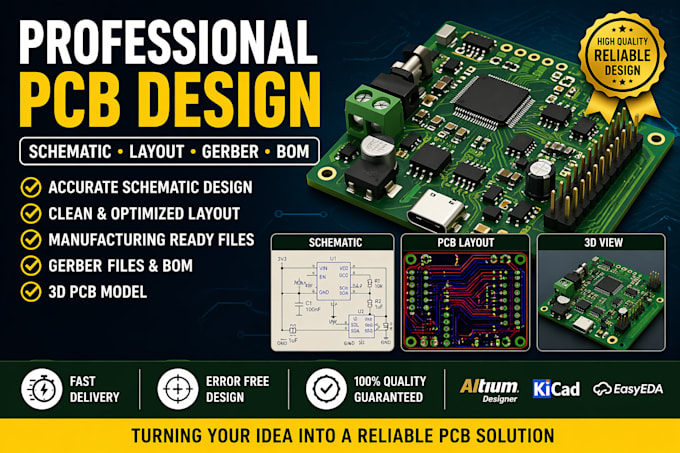 Custom pcb design schematic layout gerber files and bom ready by Nico ...