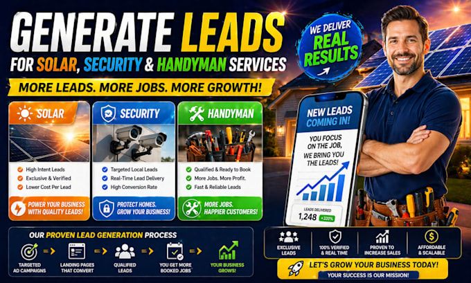 generate leads for solar, security and handyman services