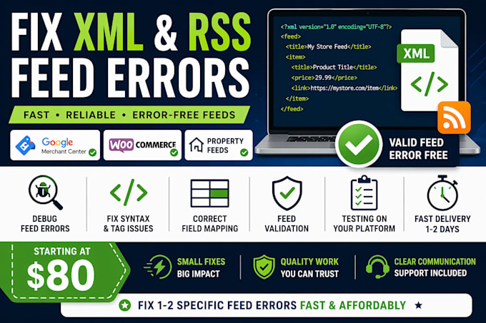fix XML and RSS feed errors
