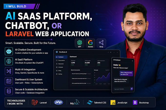 build ai saas platform, chatbot, or laravel web application