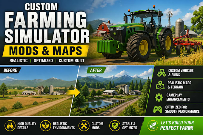 design realistic farming simulator maps, mods and custom gameplay upgrades