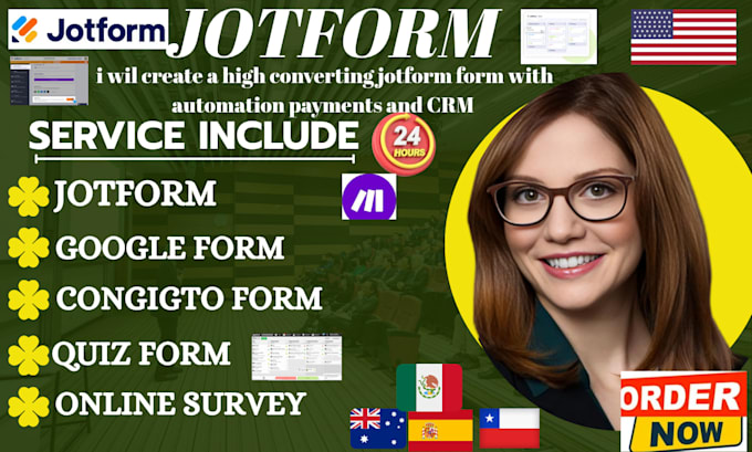 create a high converting jotform form with automation payments and CRM