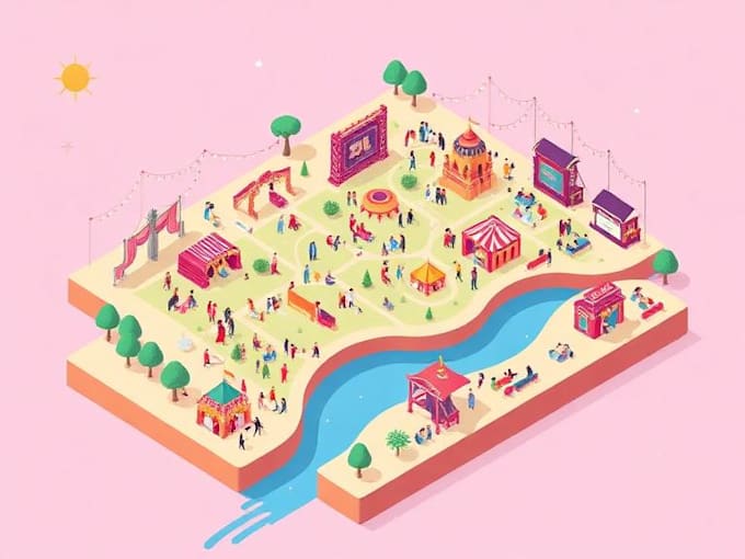 do isometric event map vector festival maps illustration