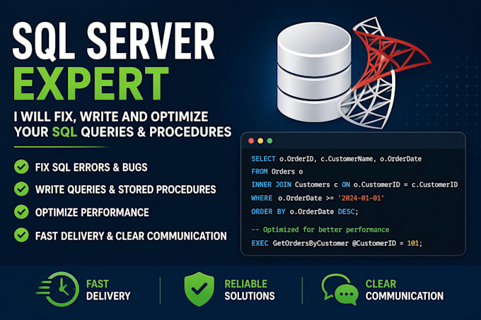 fix sql server errors and create stored procedures and queries