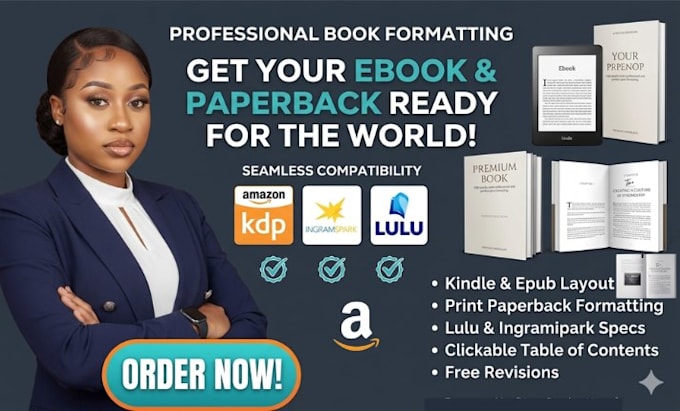 format your ebook, paperback for kdp, lulu and ingramspark
