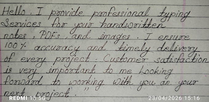 do accurate hindi typing from your handwritten notes or PDF
