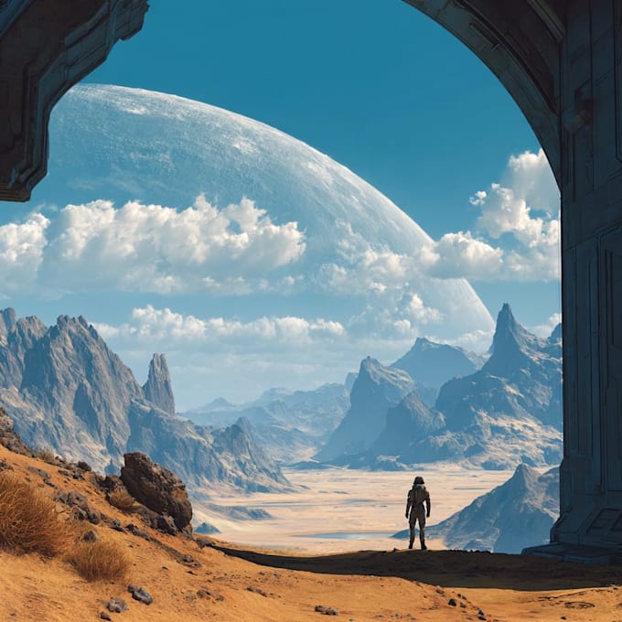 create high quality space art and futuristic space scenes