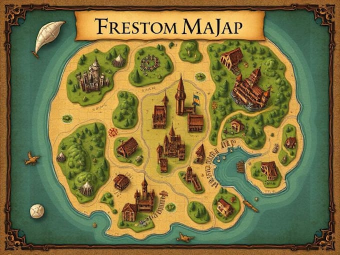illustrate a custom map for a world, city, town, or dungeon