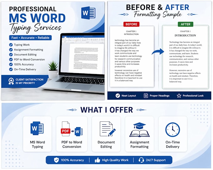 do assignment typing and formatting