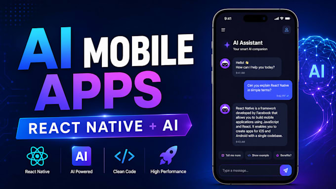 Develop ai powered mobile apps with react native by Umaisrasheed | Fiverr
