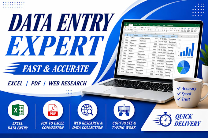 do accurate data entry, excel ,logo design, and web research