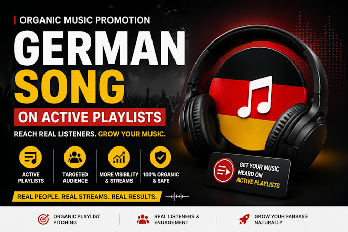 do organic music promotion for your country, german song on a active playlist