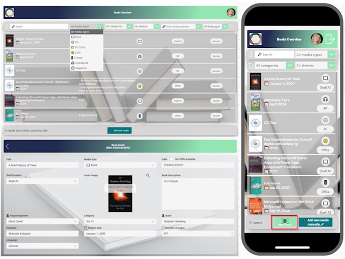 sell this bookshelf library powerapps template, customize it or create new apps