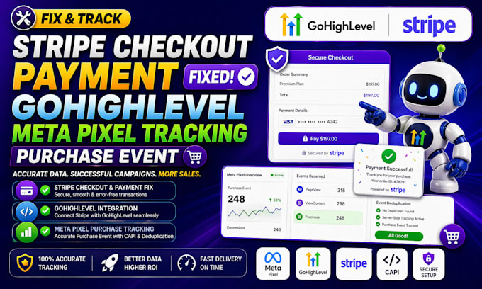 fix stripe checkout payment gohighlevel meta pixel tracking purchase event