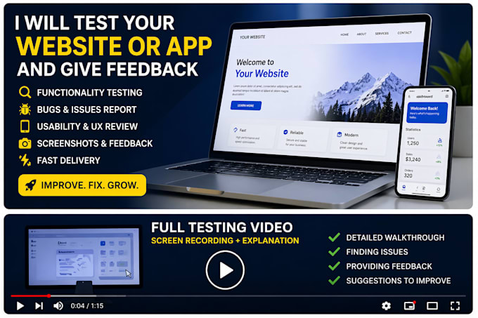 test your website or app and give a feedback