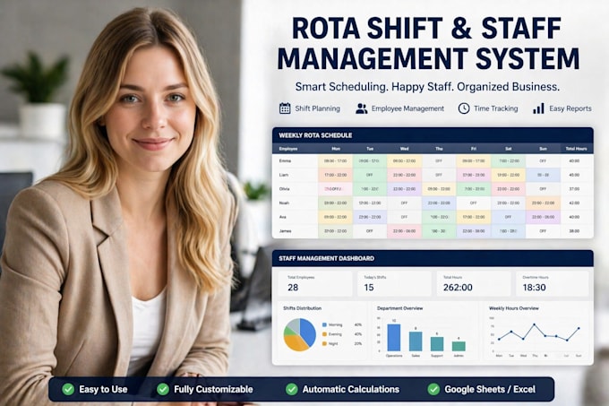 create rota shift, employee schedule, shift planning and staff management system
