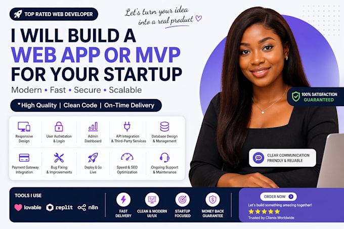 build a modern web app or mvp using lovable, replit, etc