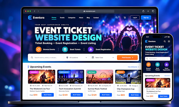 design event ticket website ticket booking website event registration website