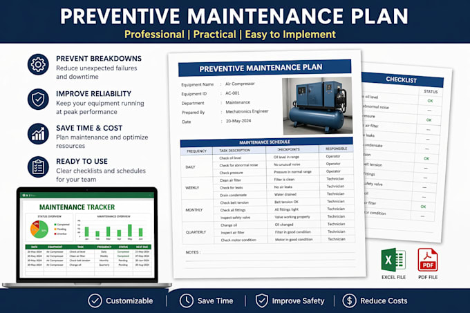create maintenance tracker, checklist, and log in excel