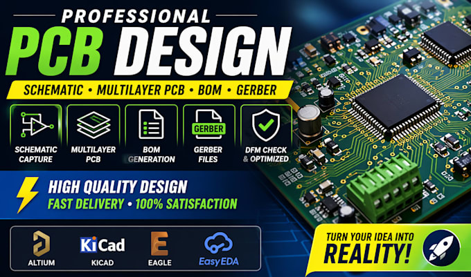 do pcb design, schematic capture, multi layer pcb, bom and gerber file, circuit
