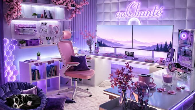 create modern gaming and streaming room 3d interior design and 3d cgi rendering