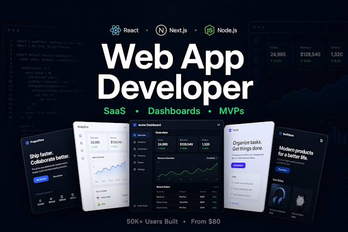 build a responsive react or nextjs web app for your business