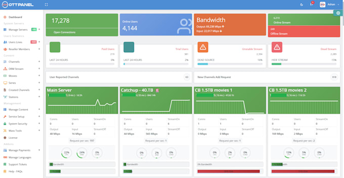 install, configure xui, xtreamui panel for you, iptv server setup with security