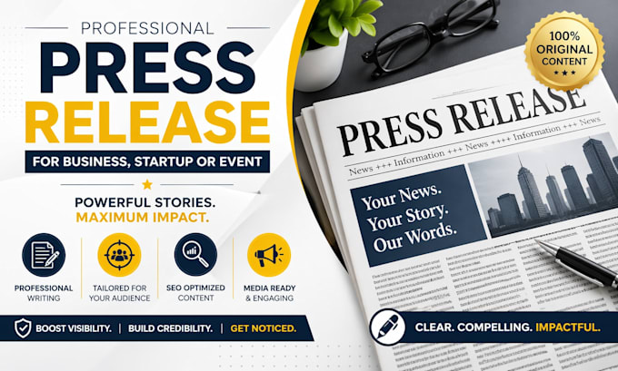 create a professional press release business, startup or event