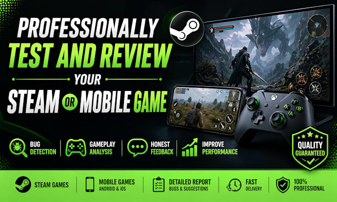 professionally test and review your steam or mobile game