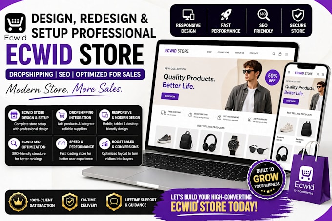design redesign ecwid store setup ecwid website dropshipping SEO