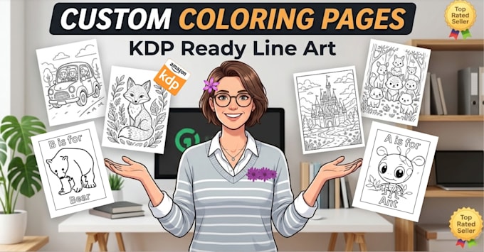 design KDP ready coloring book pages with line art
