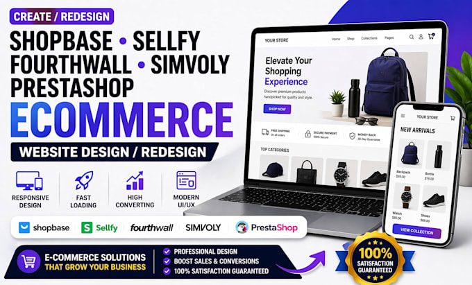 create shopbase sellfy fourthwall simvoly prestashop ecommerce website redesign