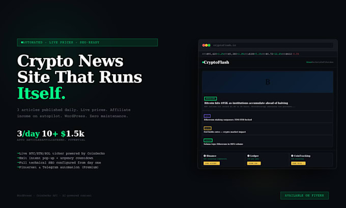 build an automated crypto news website with passive affiliate income
