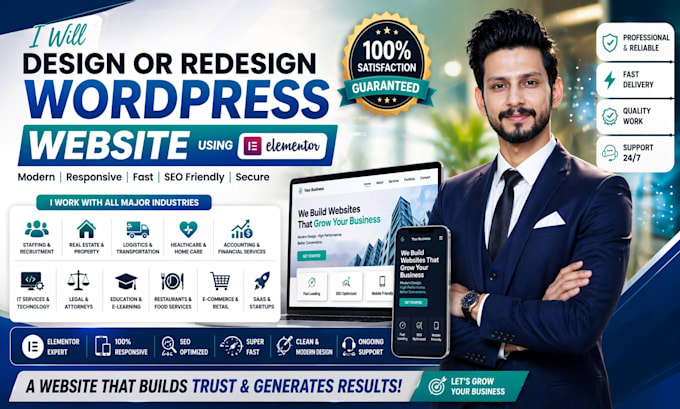design or redesign wordpress website using elementor