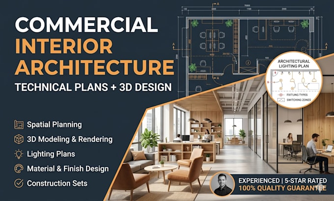 design commercial interior architecture and architectural lighting plans