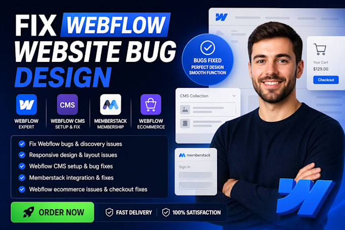 fix webflow website bug design webflow cms memberstack webflow ecommerce
