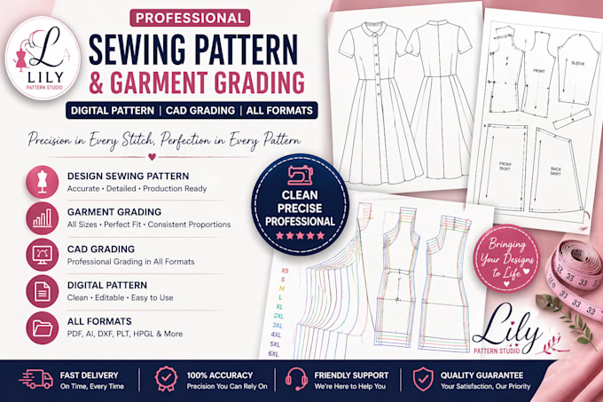 Design sewing pattern digital pattern garment grading cad grading in ...