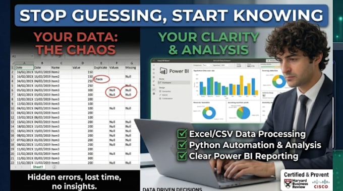fix your messy excel data and provide business insights