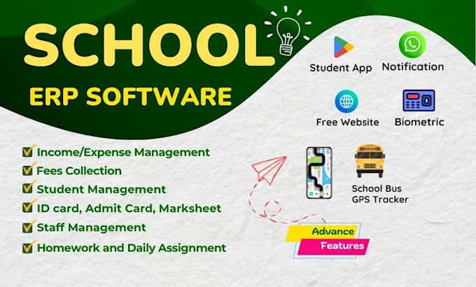 develop school management system or erp software with source code