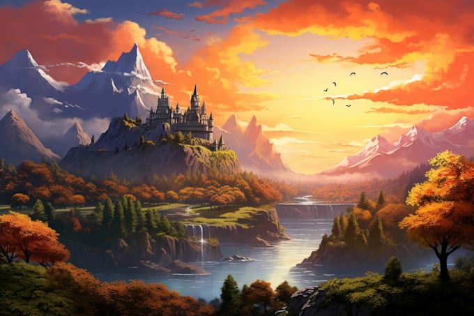 design amazing fantasy landscape illustrations