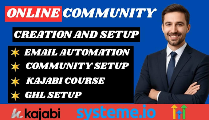 kajabi setup kajabi community ghl setup course creation online elearning setup