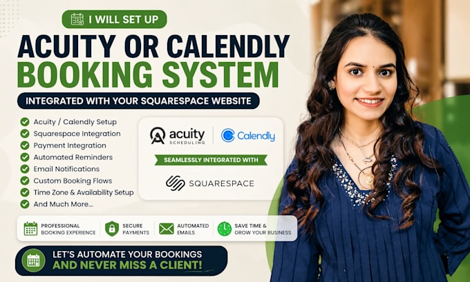 set up acuity or calendly booking system with squarespace