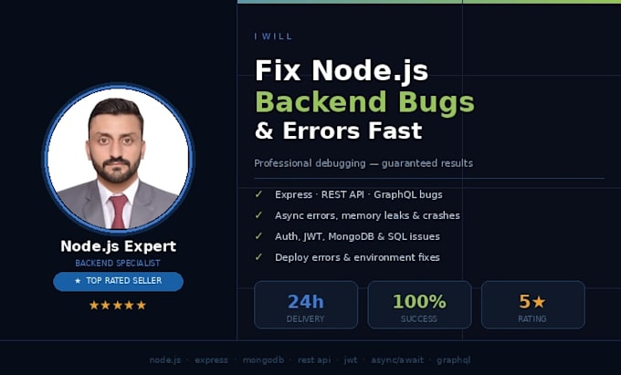 fix nodejs backend bugs and errors fast
