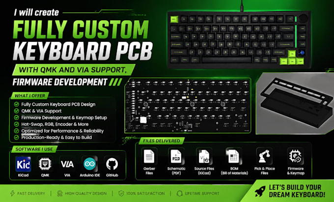 create fully custom keyboard pcb with qmk and via support, firmware development